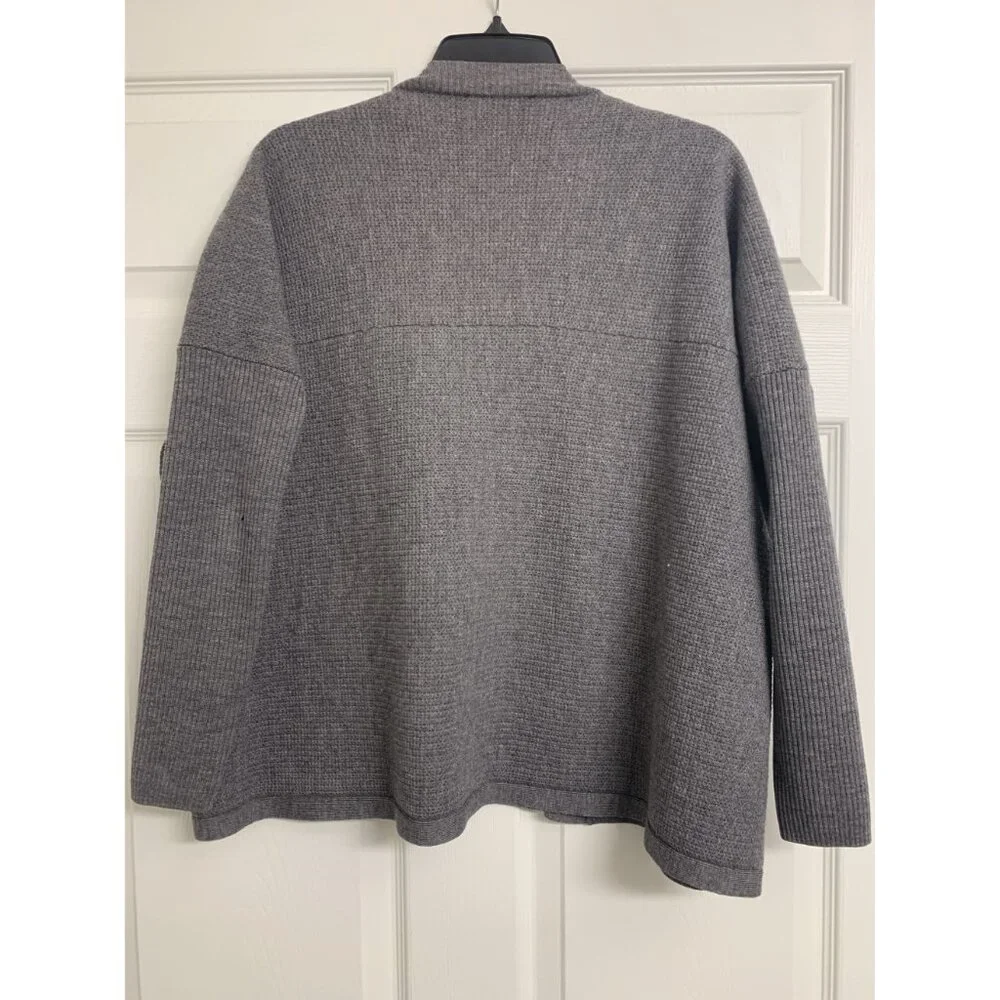 Gray Dolman Sleeve Extra Fine Merino Wool Open Front Cardigan Size‎ M